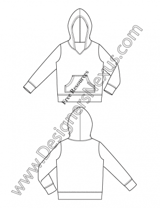 316x409 V20 Kangaroo Pocket Hoodie Kids Flat Fashion Sketch