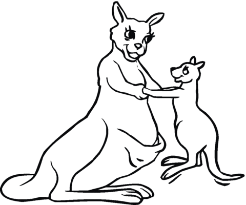 480x400 Baby Kangaroo With Mother Coloring Page Free Printable Coloring