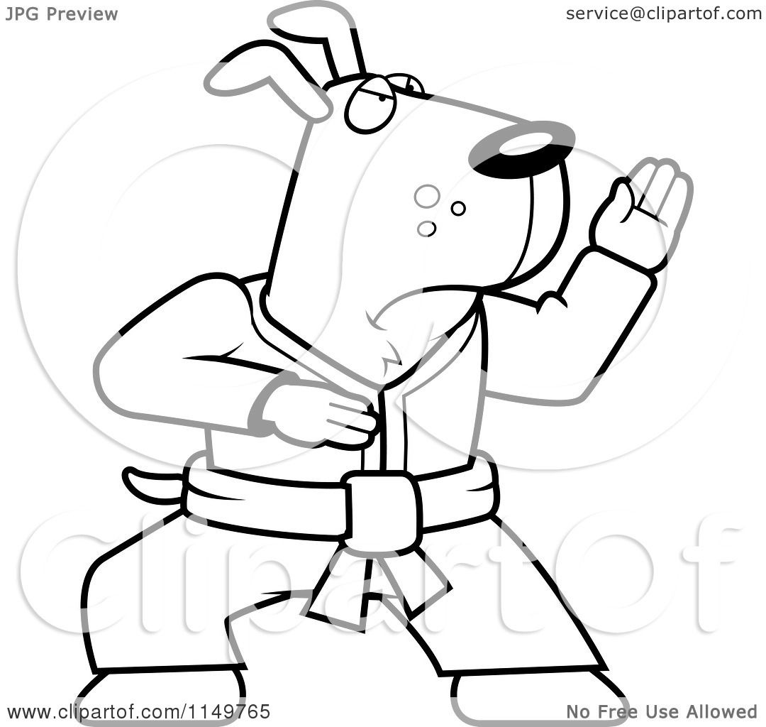 1080x1024 Cartoon Clipart Of A Black And White Karate Dog