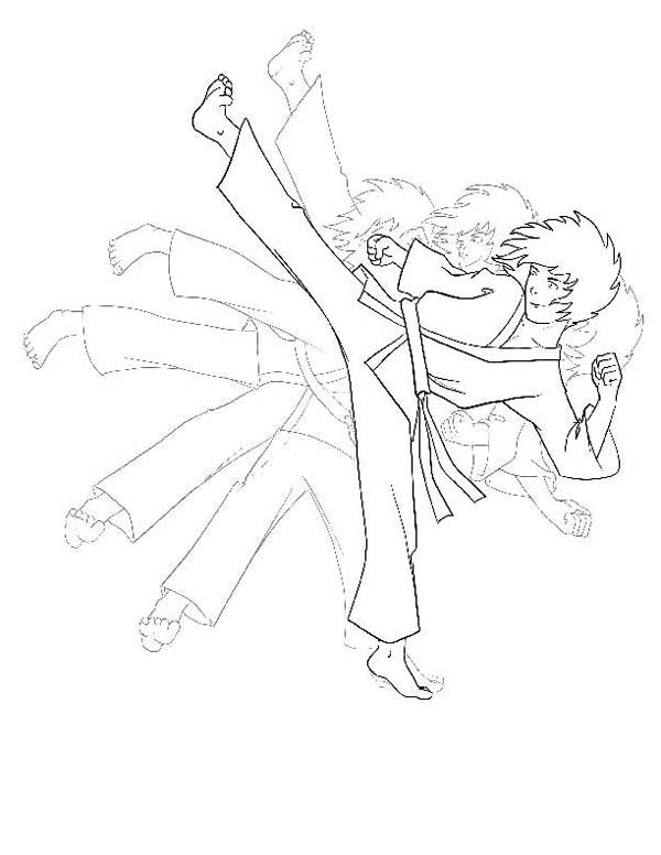 600x776 Karate Kid Shadow Kick Coloring Page Karate