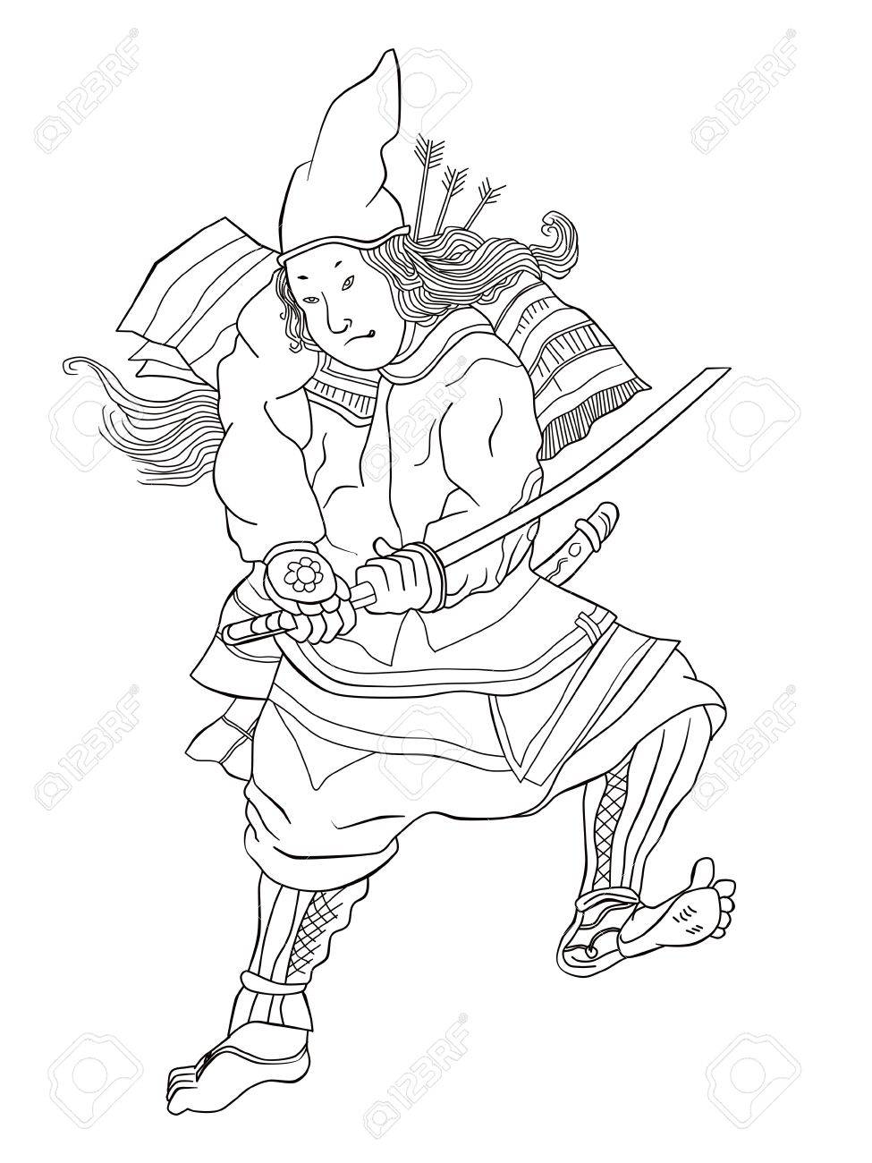 975x1300 Illustration Of A Japanese Samurai Warrior With Katana Sword