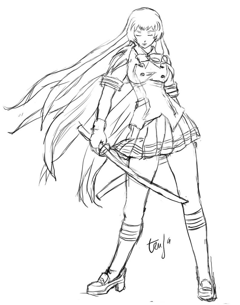 793x1007 Sketch Katana Girl By Scuumm