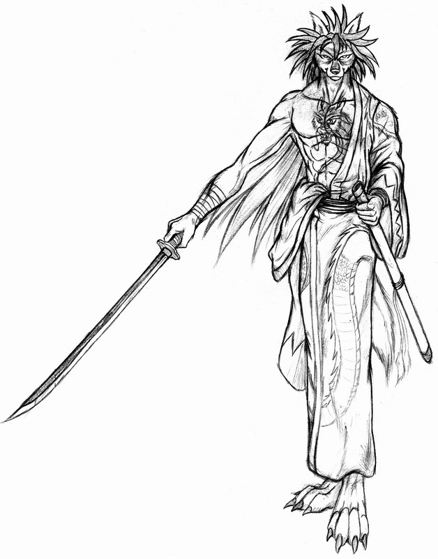 628x800 Wolf Samurai With Katana By Wolflsi