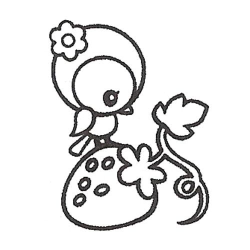 500x500 Cute Bird Stamp With Strawberry Kawaii Japan
