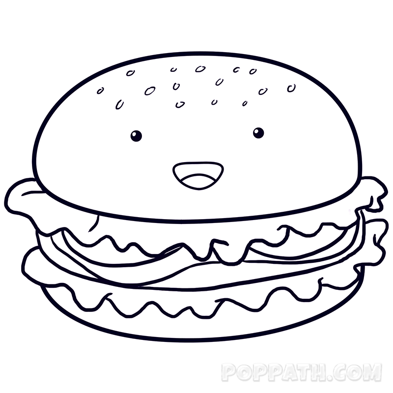 800x800 How To Draw A Cute Kawaii Burger Pop Path