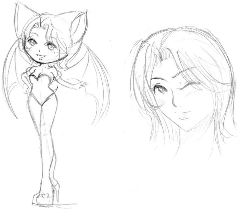 951x840 Kawaii Bat Girl Sketch By Myst34