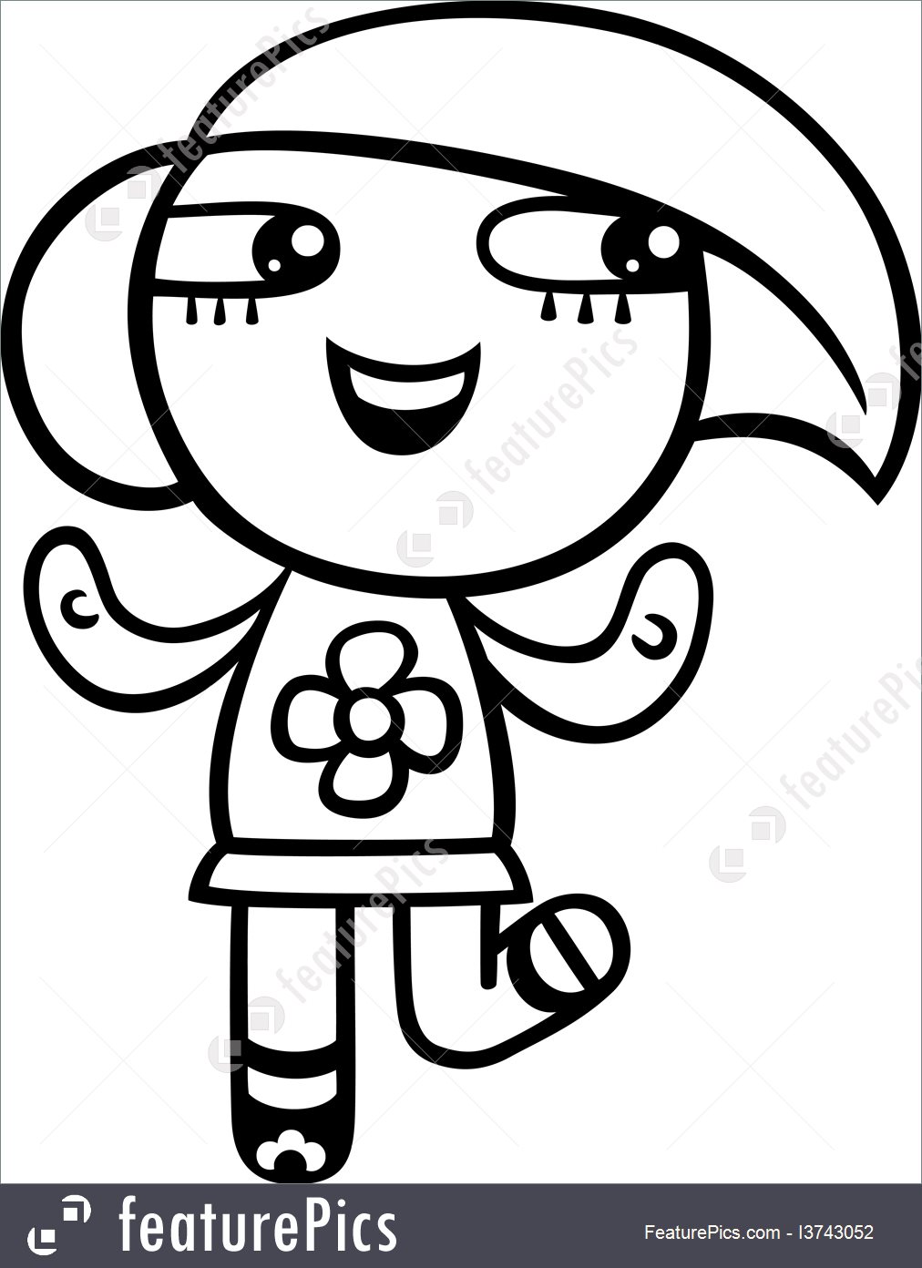 1012x1392 Cartoon Kawaii Girl Coloring Page Illustration