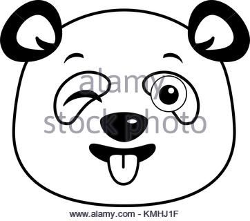 362x320 Cute Panda Happy Emoji Kawaii Vector Illustration Design Stock