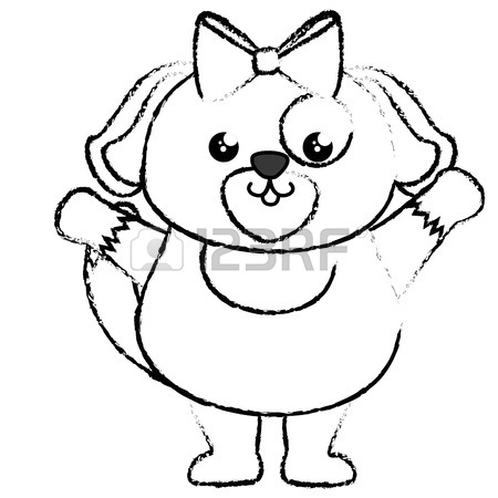 450x450 Kawaii Puppy Animal Icon Over White Background. Vector