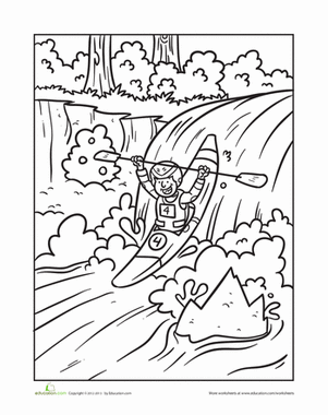 301x380 Kayaking Coloring Page Worksheets