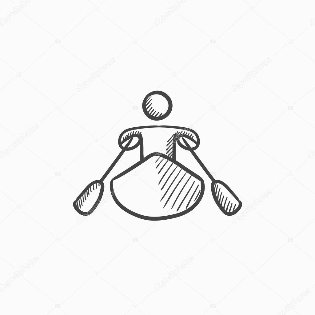 1024x1024 Man Kayaking Sketch Icon. Stock Vector Rastudio