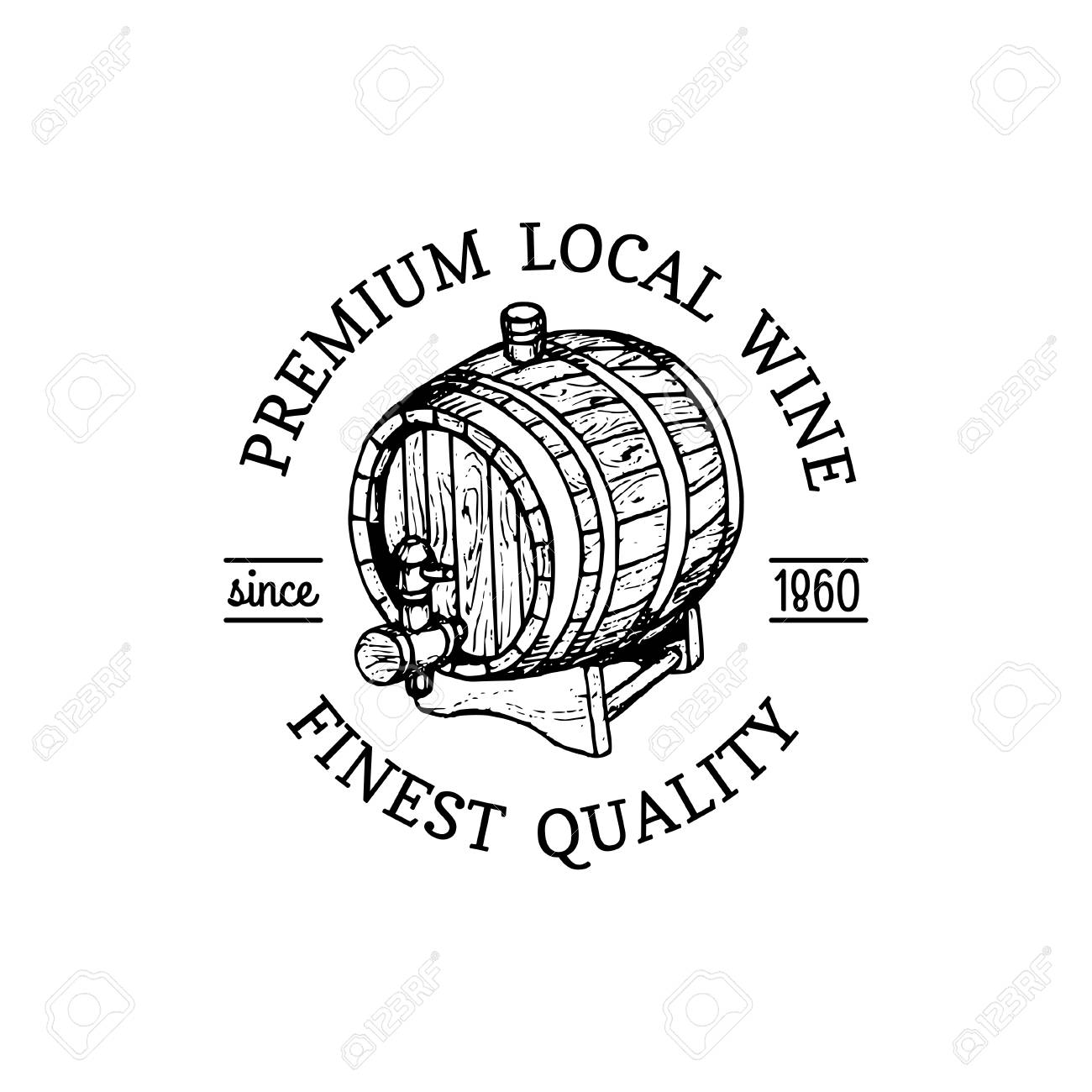 1300x1300 Wine Logo.vector Winery Sign With Wooden Barrel.typographic Label