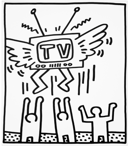 412x468 Keith Haring, Print, Flying Tv