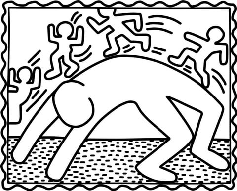 480x386 Bridge Exercise By Keith Haring Coloring Page Free Printable