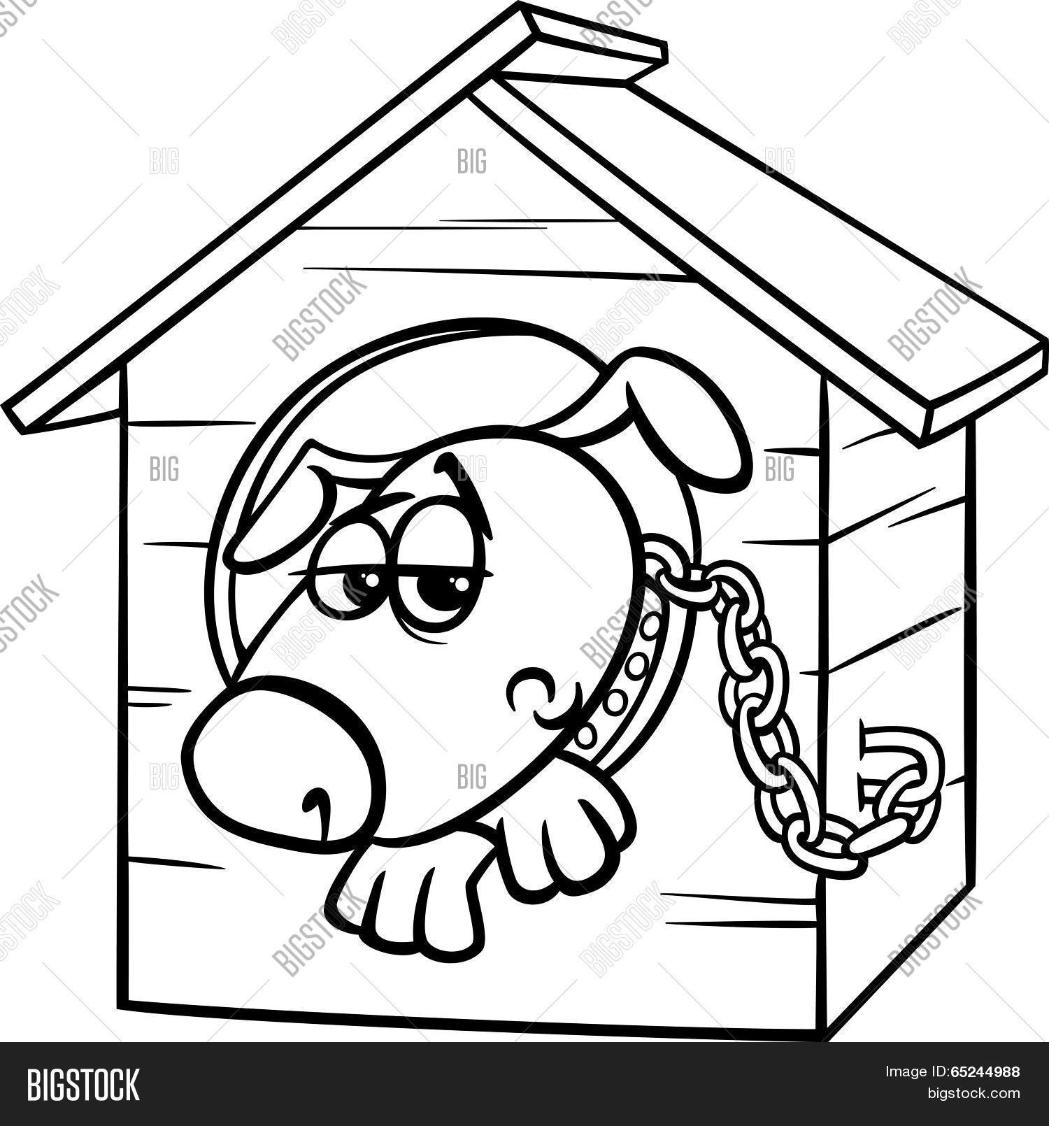 1500x1610 Sad Dog Kennel Coloring Page Vector Amp Photo Bigstock