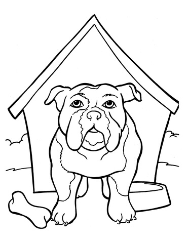 371x480 Bulldog Is In The Kennel Coloring Page Free Printable Coloring Pages