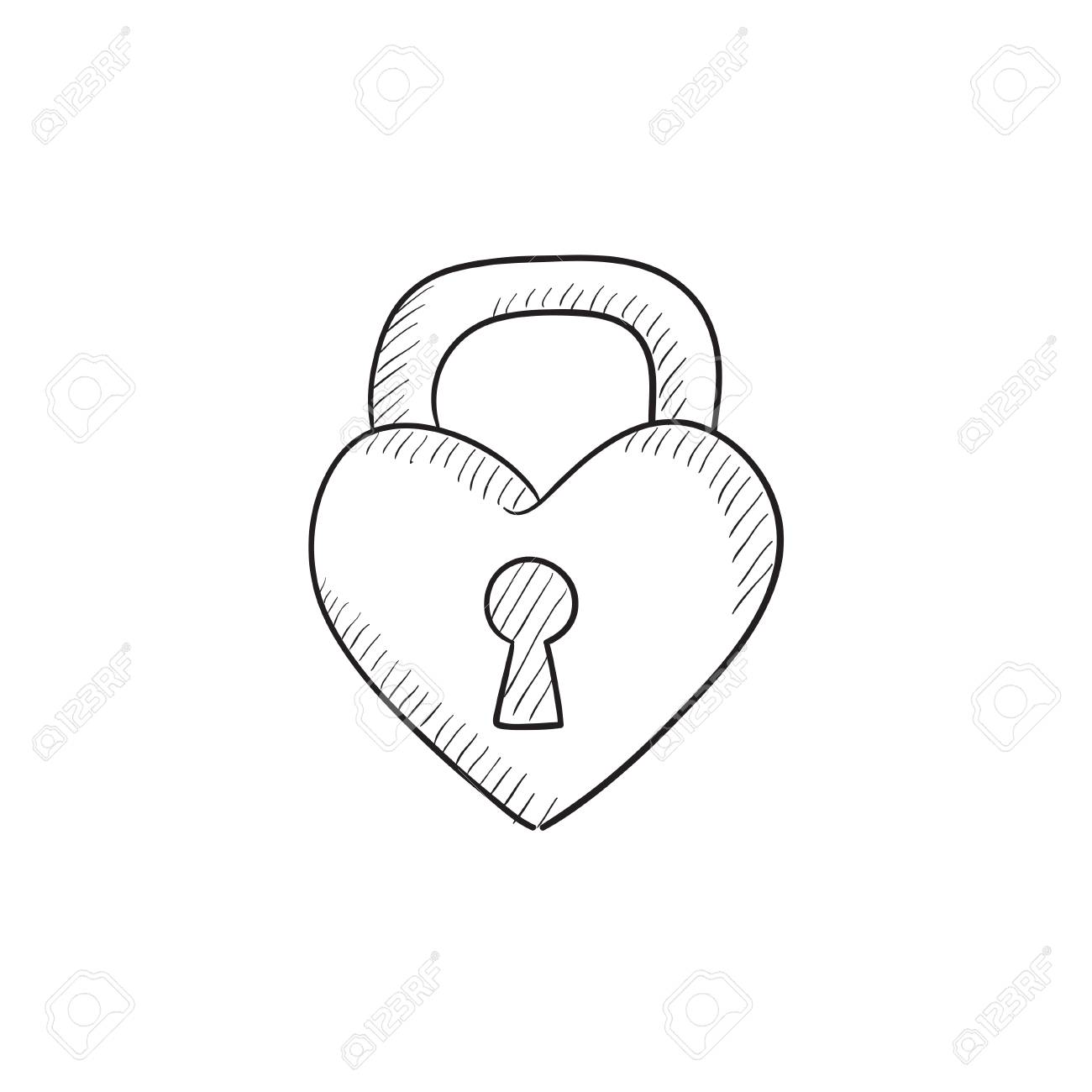 1300x1300 Lock Shaped Heart Vector Sketch Icon Isolated On Background