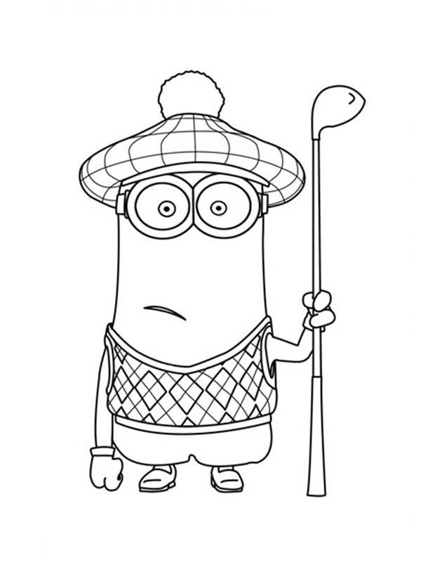 600x834 Kevin The Minion As Golf Player In Despicable Me Coloring Page