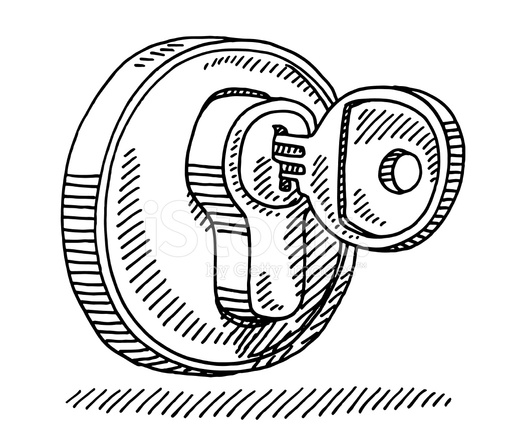 513x439 Key Lock Drawing Stock Vector