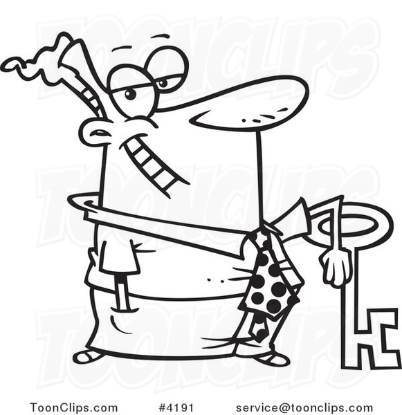 581x600 Cartoon Black And White Line Drawing Of A Business Man Leaning