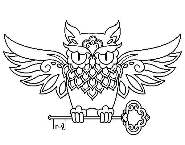 600x470 Tattoo Coloring Books 46 In Addition To Owl With Key Tattoo