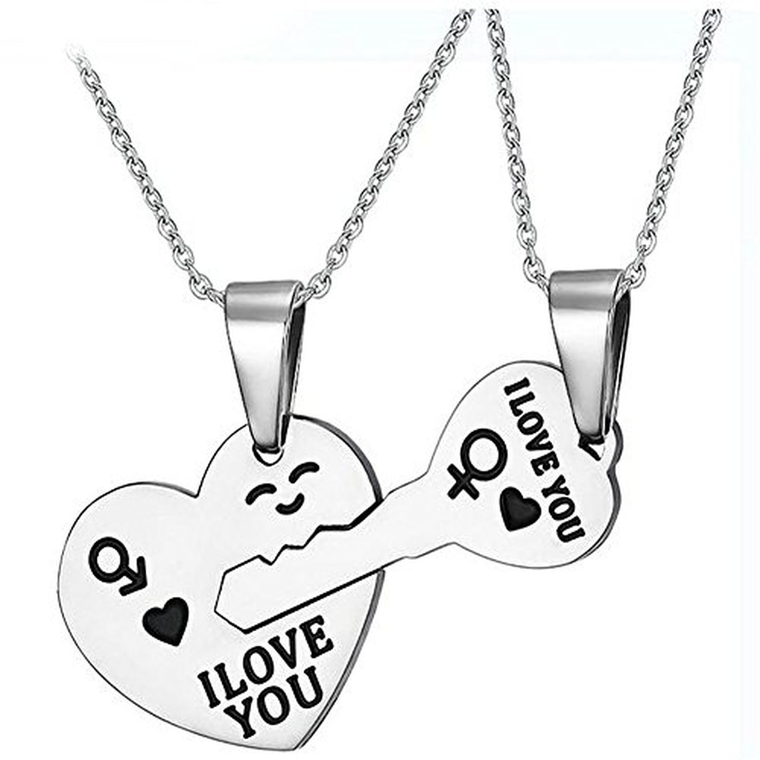 1500x1500 2pcs Mens Womens Couples Key To My Heart Stainless Steel Pendant