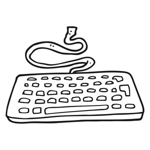 300x300 Freehand Drawn Black And White Cartoon Computer Keyboard Royalty