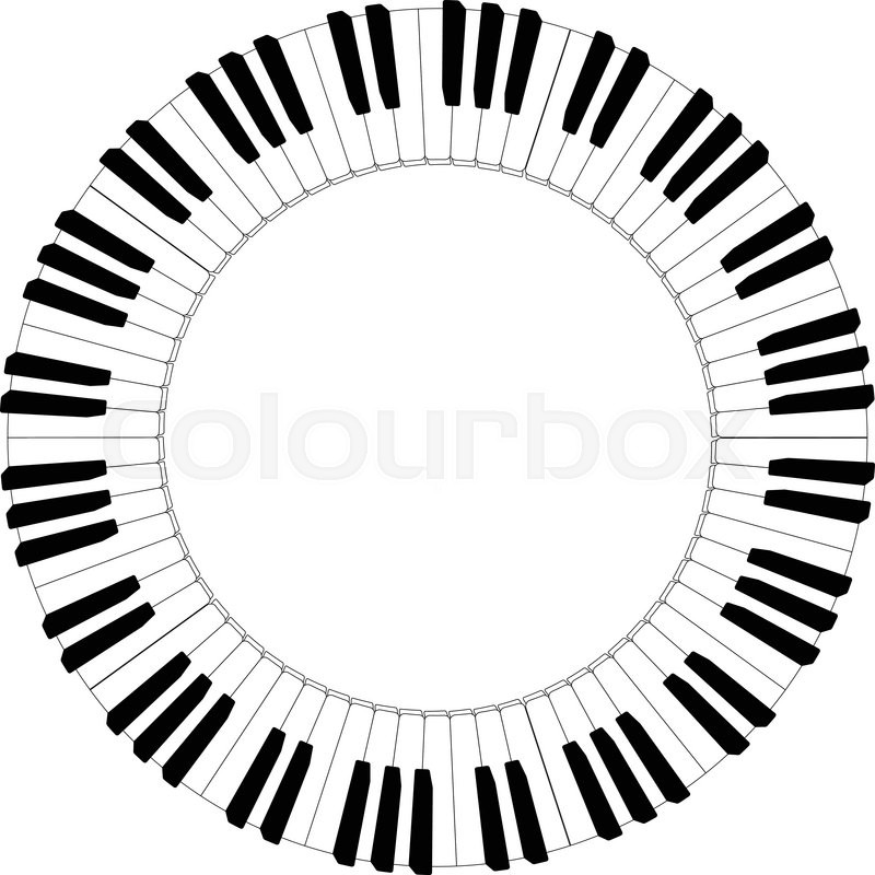 800x800 Round Piano Keyboard Frame In Black And White Stock Vector