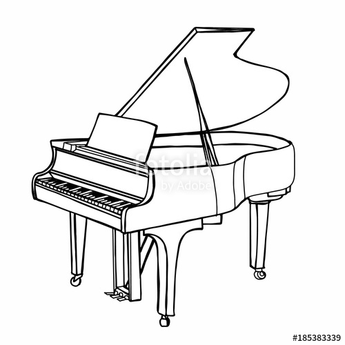 500x500 Realistic Instrument Cartoon Illustration Drawing Piano Stock