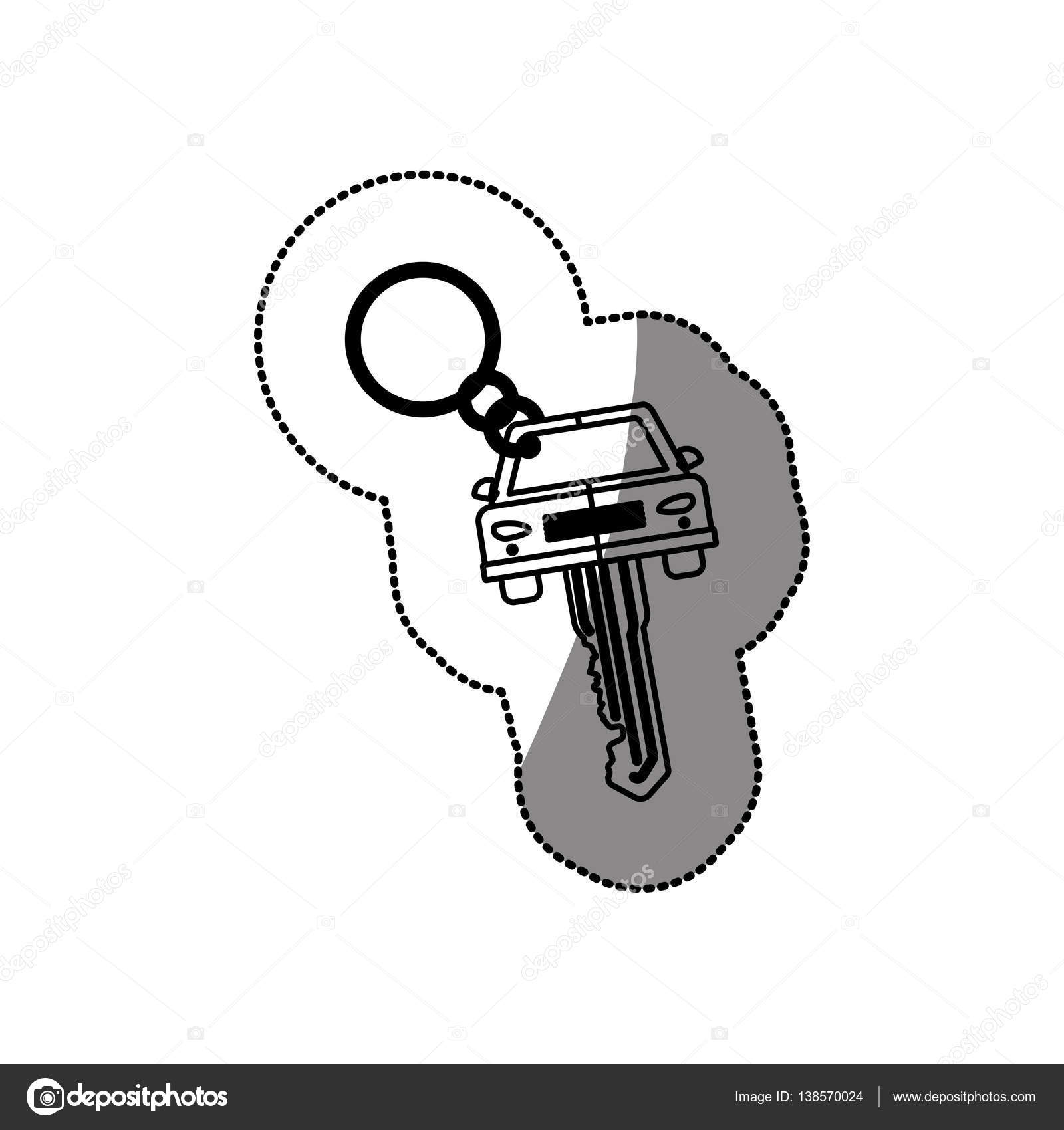 1600x1700 Silhouette Dotted Sticker With Car Keychain Stock Vector