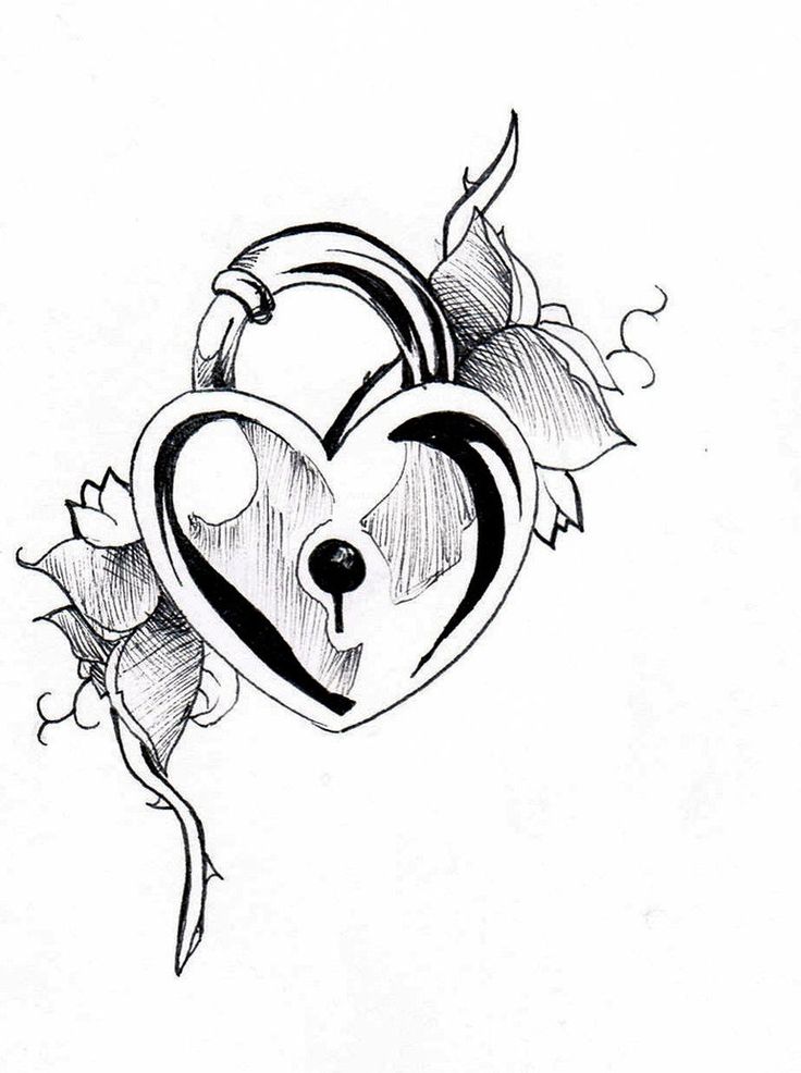 736x986 Collection Of Black And White Heart Shaped Lock And Key Tattoo