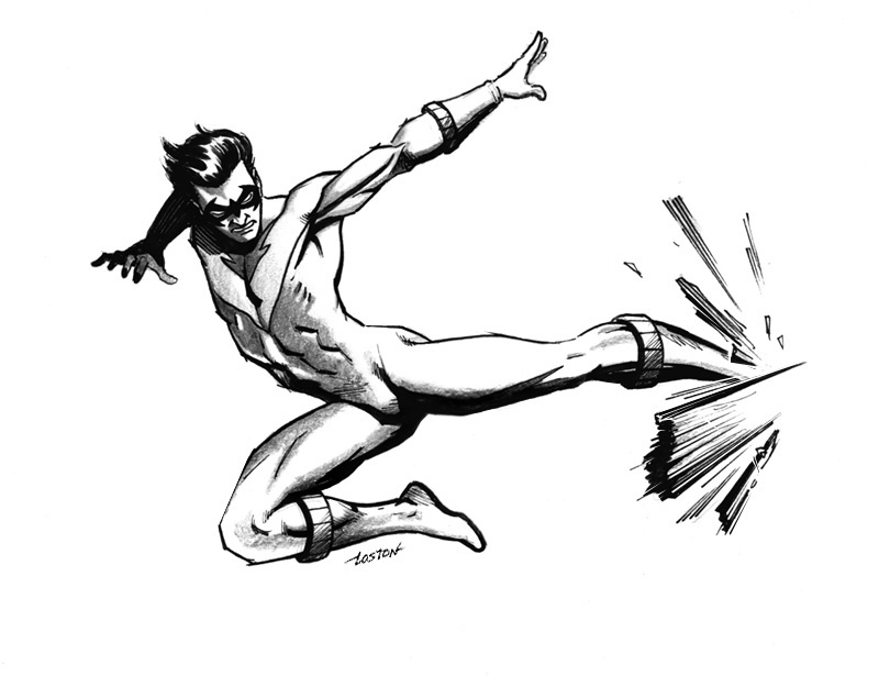 800x615 Nightwing Flying Kick By Lostonwallace
