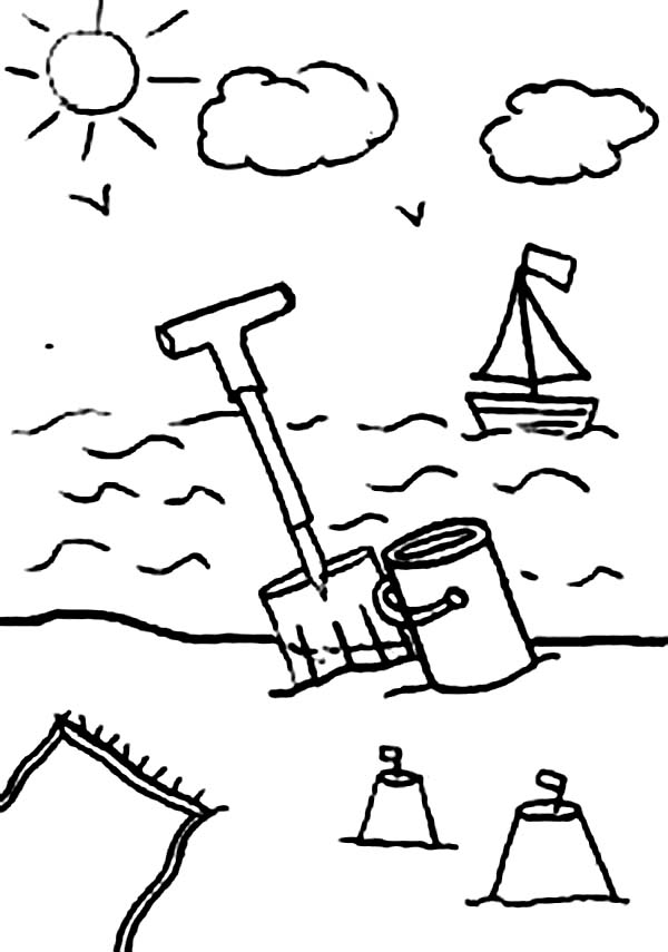 600x855 A Kids Drawing Of Beach Activity Coloring Page