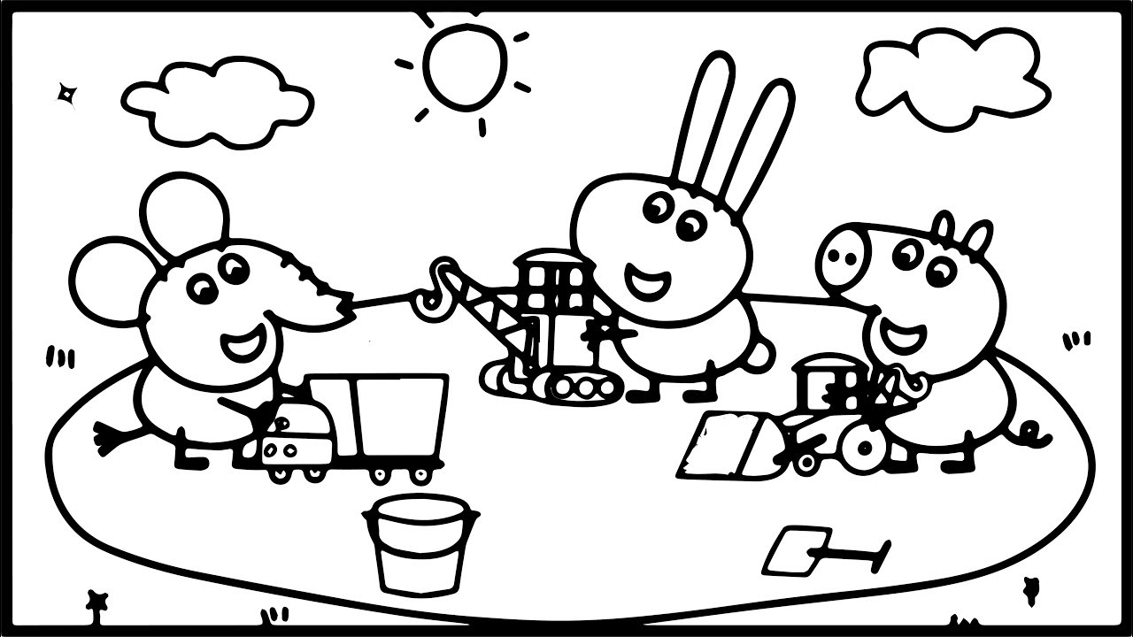 1280x720 How To Draw Peppa Pig Playground Coloring Pages Kids Drawing