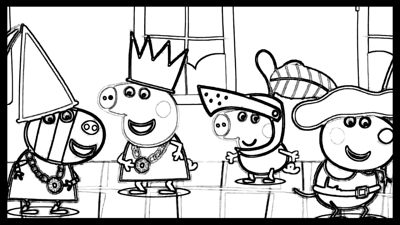 1280x720 Peppa Pig In A Castle With Friends Coloring Book Pages Drawing