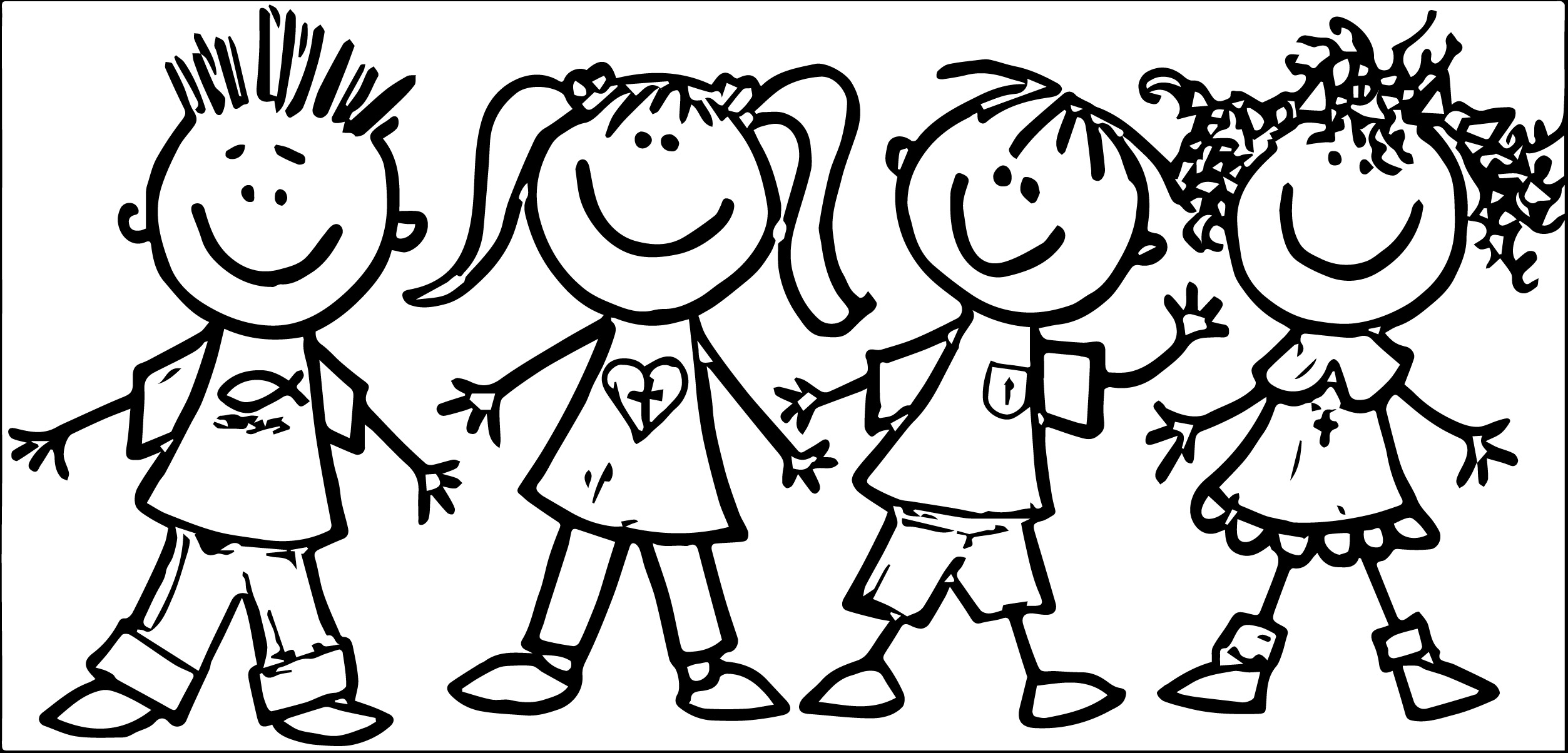 2506x1204 Black And White Kids Clipart