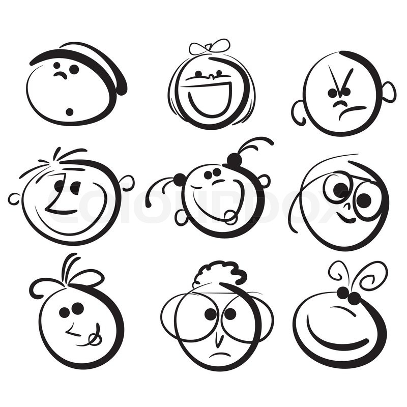 800x800 Kid Face Cartoon Icons Stock Vector Colourbox