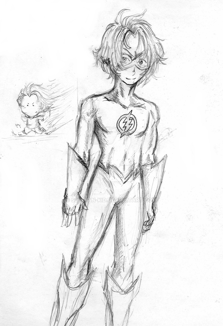 900x1315 Sketch Kid Flash By Shaman Kid