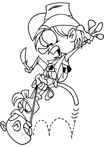 339x480 Rodeo Kid Riding Toy Horse Coloring Page Free Printable Coloring