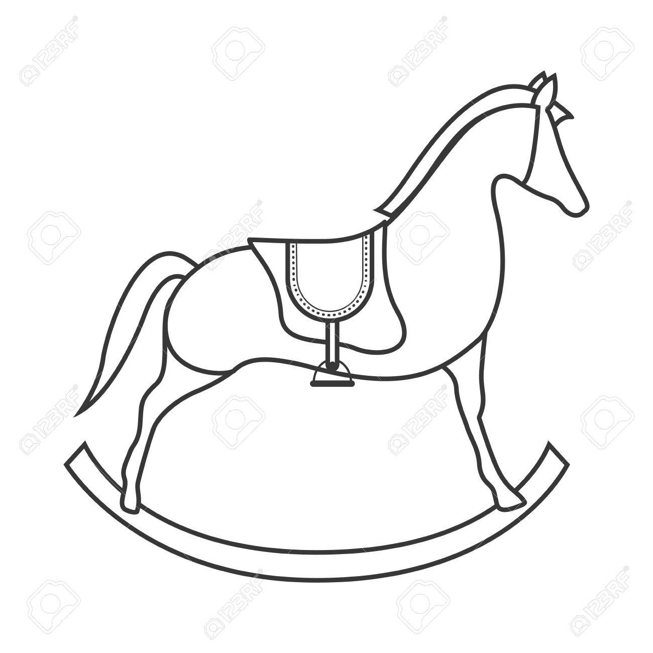 1300x1300 Silhouette Of Wooden Horse Kid Toy Icon Over White Background