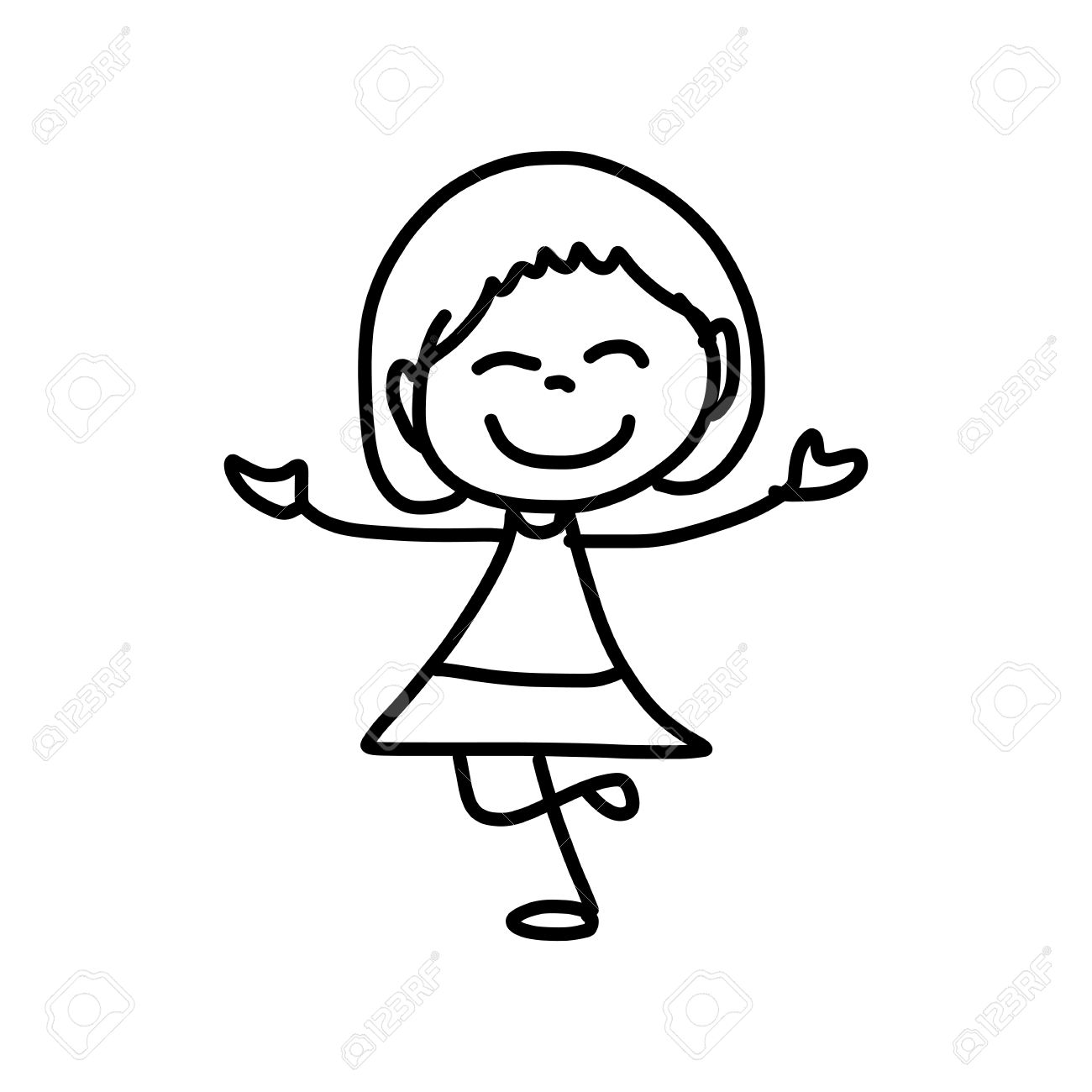 1300x1300 Hand Drawing Cartoon Concept Happy Kid Playing Royalty Free