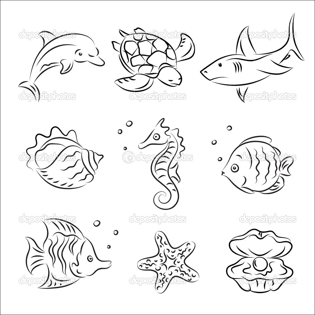 1024x1024 Ocean Animals Drawings Weekly Printable Coloring Pages For Kids