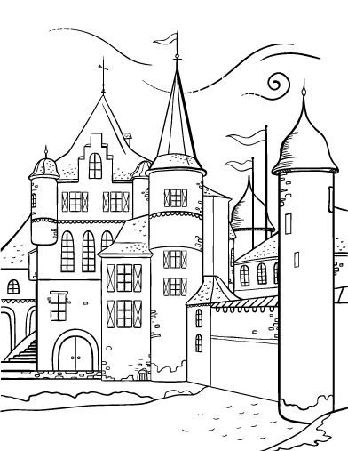 392x507 Printable Castle Coloring Page. Free Pdf Download