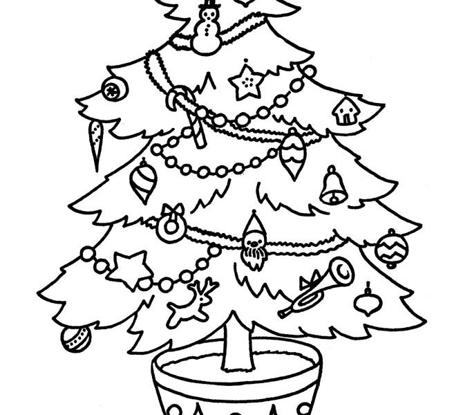 670x600 Christmas Tree Drawing For Coloring Coloring Pages