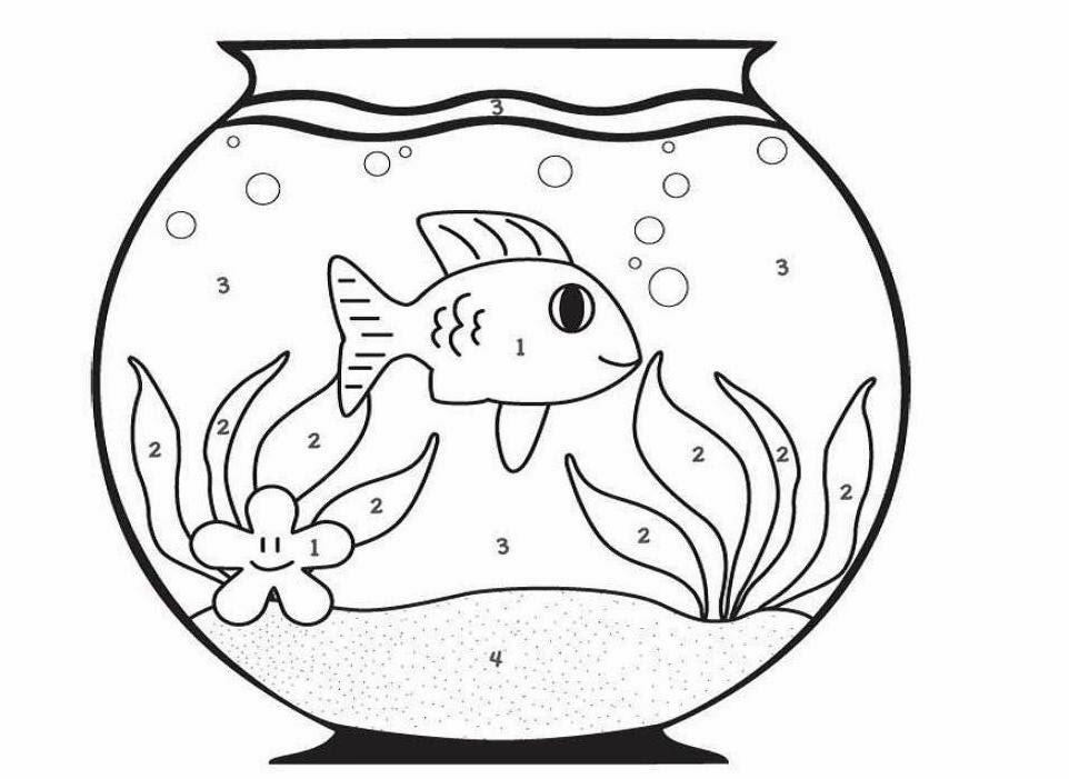 962x701 Colour Drawing Free Wallpaper Fish Bowl Coloring Drawing Free