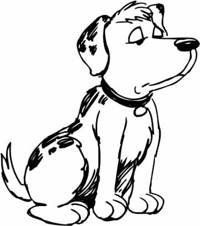 400x453 How To Draw A Cartoon Dog Sitting Down