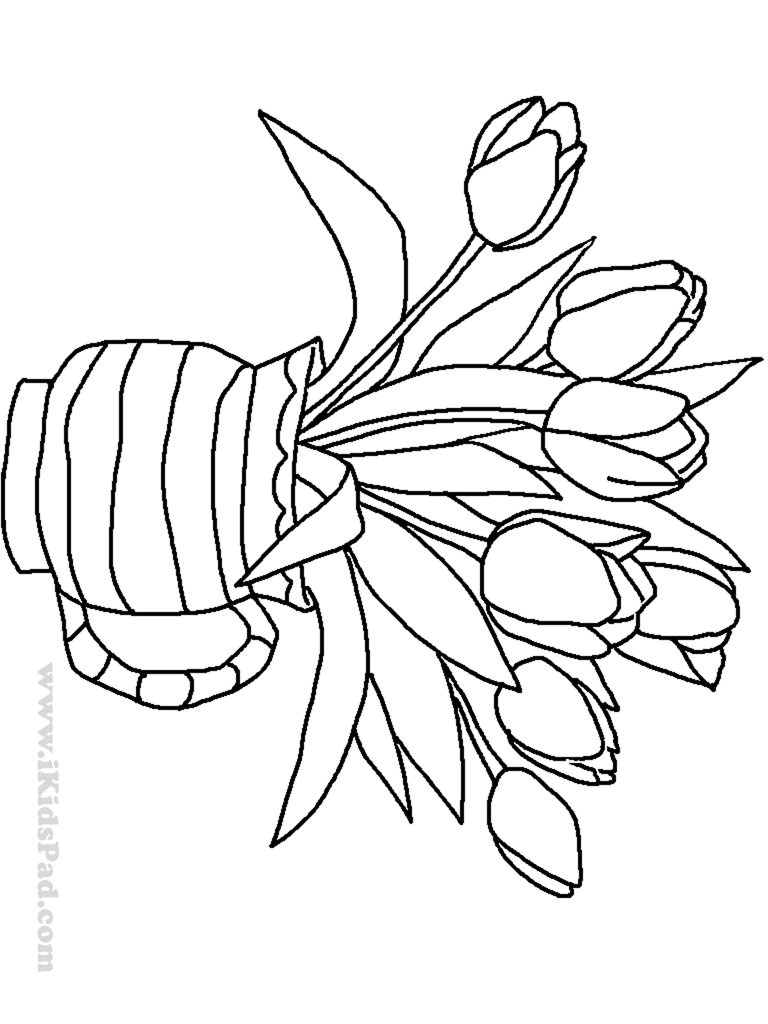 768x1024 Drawn Tulip Coloring Book Simple Drawing Of Peony Page Kids Play