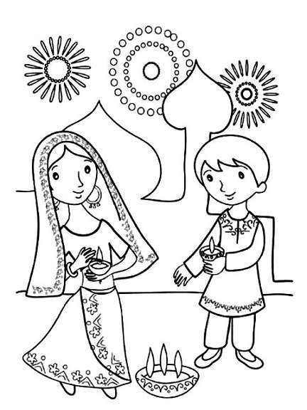 432x576 Diwali Paintings, Drawing Pictures, Scene, Diwali Sketch For Kids