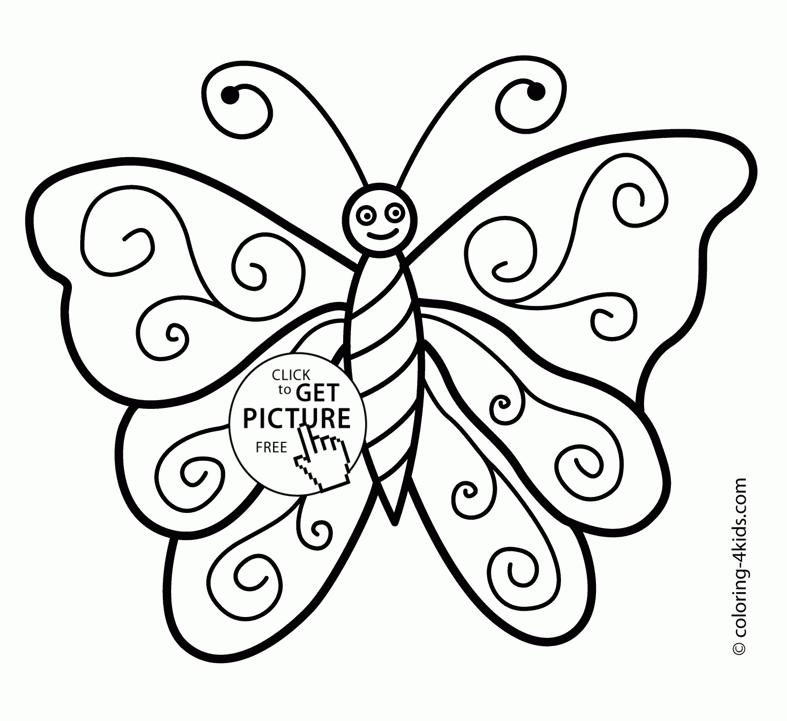 1619x1483 Smiling Butterfly Coloring Pages For Kids Freecolorngpages.co