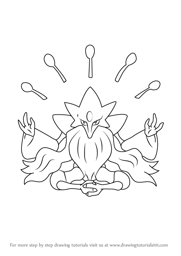 596x843 Learn How To Draw Mega Alakazam From Pokemon (Pokemon) Step By